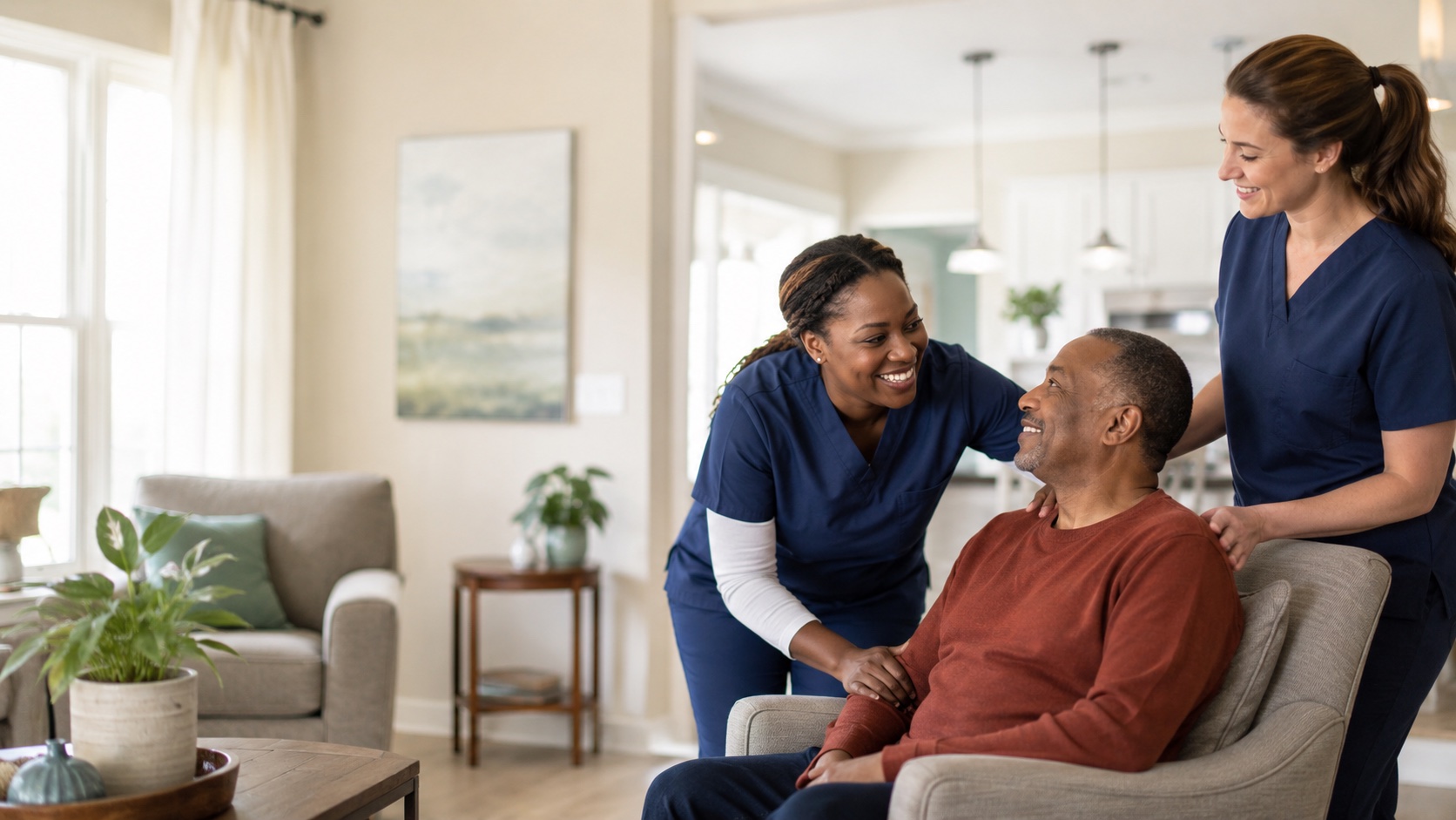 Charity Care professionals supporting a resident at home